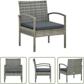 vidaXL vidaXL Cuscino - Sedia da Giardino con Cuscino in Polyrattan Grigio