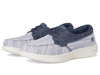 Skechers On-The-Go Flex Radiant Striped Metallic Canvas Boat Shoe Womens Flat Shoes Navy : 10 B - Medium