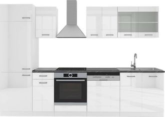 Vicco Mueble De Cocina R-line, Blanco Alto Brillo/blanco, 300 Cm, Et Antracita