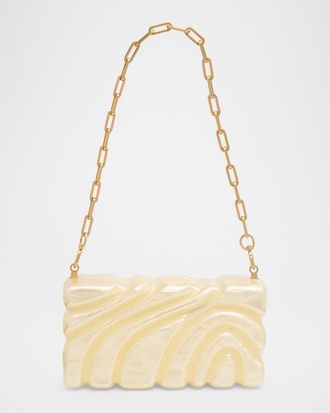Cult Gaia Aura Sculptural Marbled Acrylic Clutch Bag