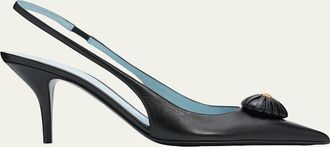 Valentino Garavani 75mm Coeur Royal Leather Slingback Pumps