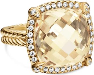 David Yurman Anello Châtelaine in oro giallo 18kt con citrino e diamanti (14mm)