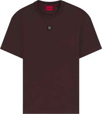 HUGO BOSS Hugo Heren Dalile Stacked T-shirt (Donkerbruin)