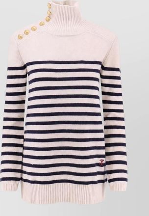 Seafarer cashmere wool striped ribbed turtleneck sweater