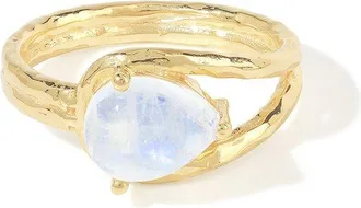 Tiramisu Plated 1.67 Ct. Tw. Rainbow Moonstone Solitaire Ring