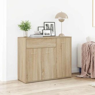 vidaXL Vidaxl - Aparador De Madera Contrachapada Color Roble Sonoma 88x30x70 Cm