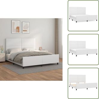 vidaXL The Living Store Giroletto con Testiera Bianco 180x200 cm in Similpelle - Testiera per letto