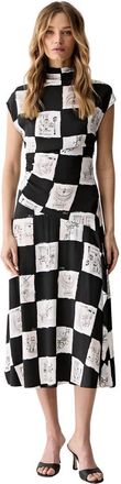 Karl Lagerfeld Flared Midi Jurk - Dames - Casual kleedjes - Zwart - XS - Kleedjes
