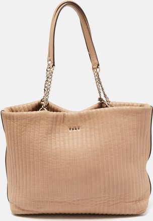 DKNY Dkny Beige Quilted Leather Chain Tote