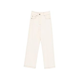 Max Mara Straight Jeans, female, Beige, Size: XS Denim-effect Jersey Trousers