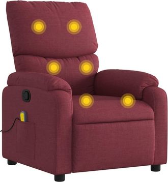 vidaXL Sill&oacute;n De Masaje Reclinable De Tela Color Vino Tinto Vidaxl