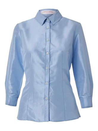 Carolina Herrera taffeta buttoned shirt - women - Silk - 10 - Blue