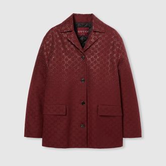 Gucci Padded GG Canvas Jacket With Crystals, Blue