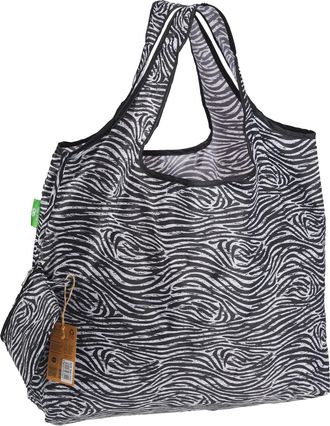 Eco Chic Foldable Reusable Large Recycled Grocery Bags Lightweight Shopping Tote Bags with Storage Pouch (Zebra Stripes)
