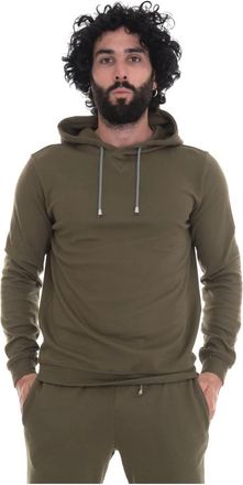 Hindustrie Hoodie van stretchy knit - Heren - Hoodies - Groen - M - Katoen - Hoodies & sweatvesten