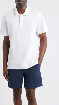 On Courtside Tipped Piqu&eacute; Polo in White/Sand at Nordstrom, Size Xx-Large