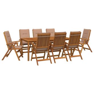 vidaXL Conjunto De Comedor De Jard&iacute;n De 9 Piezas Natural Vidaxl