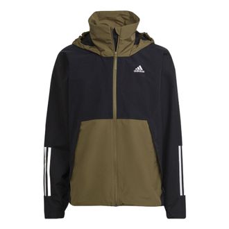 adidas BSC 3S R.R JKT Contrast Color Stitching Hooded Jacket Olive Green H65774