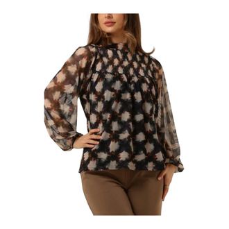 Summum Overhemden, Dames, Veelkleurig, S, Dames Blouses Jersey Smocked Top Blurred Star Print