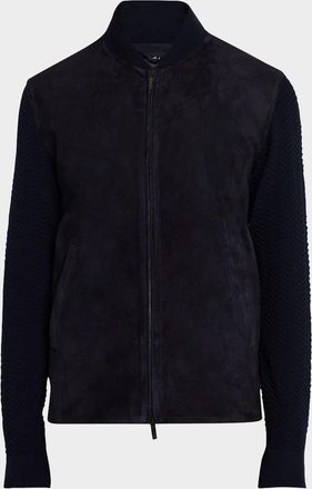 Giorgio Armani Men & apos;s Suede Fabric Mix Bomber Jacket