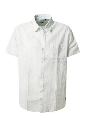 Pioneer Authentic Jeans Kurzarmhemd, Herren, Gr. M, N-Gr, aqua foam stripe, Web, Obermaterial: 100% Baumwolle, PIONEER AUTHENTIC JEANS, regular fit, Hemden Kurzarmhemd