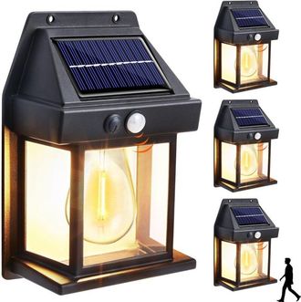 OEM Luz Solar Exterior Jardin, 4 Packs Farolas Solares Exterior Con Sensor De Movimiento, 3 Modos Aplique Solar De Tungsteno Impermeable Ip65 Para Garaje 