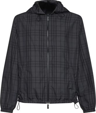 Burberry Reversible Check Newport Hooded Jacket - Heren - Zomerjassen - Grijs - L - Polyester - Jassen