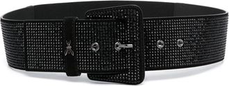 Patrizia Pepe rhinestone- embellished wide belt - women - Calf Leather/Fabric - L - Black