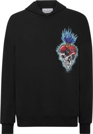 Philipp Plein Hoodie Sweatshirt Love Tattoo - Heren - Hoodies - Zwart - 4XL - Katoen - Hoodies & sweatvesten