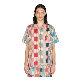(di)vision Patchwork Check Shirt - Heren - Korte mouwen Overhemden - Veelkleurig - M - Katoen - Overhemden