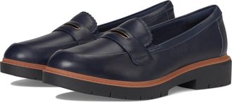 Clarks Womens Westlynn Glow Penny Loafer, Navy Leather, 6.5 UK