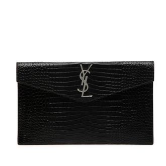 Saint Laurent Pre-owned Saint Laurent Croc Embossed Leather Uptown Pouch Ladies SSLA4KHYEICMFXCE