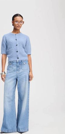 Munthe Locca Short Sleeve Cardigan In Blue