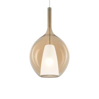 Netlighting Kalique Il 28cm Globe Dome Pendant Ceiling Light Amber 1x E27