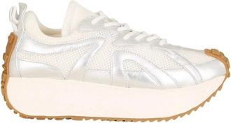 INUIKII Metallic Runner met Futuristische Platform - Dames - Sneakers - Grijs - 40 EU - Schoenen