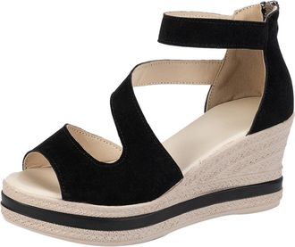 Generic Black Sandals For Women Wedge Sandals For Women Thick Bottom High Heel Zip Sandal Fish Mouth Open Toe Casual Sandal Comfort Holiday Shoes With Ankle S