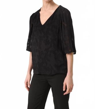 Soaked In Luxury Felisia V-Neck Half Sleeve Blouse In Black