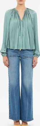 Ulla Johnson Electra Long Sleeve Blouse In Sea Glass