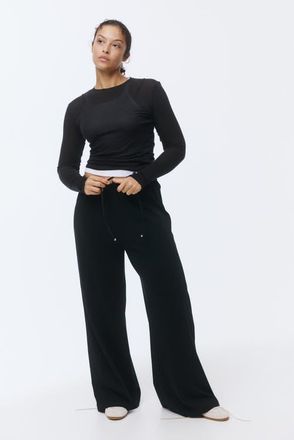 H&M Cotton drawstring pants in Black at Nordstrom, Size X-Small