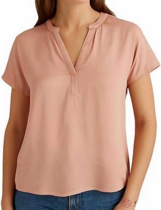 Ese o Ese Silk V-Neck Short-Sleeve Top In Papaya