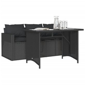 Berkfield Home Beautiful 2 Piece Garden Dining Set with Cushions Black Poly Rattan