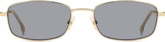Victoria Beckham 55mm Rectangular Sunglasses in Gold White Marble/Grey at Nordstrom