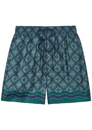 Casablanca Casablanca Radiating Logo-monogram Silk Shorts - Green - XL
