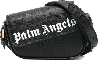 Palm Angels Crash logo-print mini crossbody bag - women - Cotton/Calf Leather - One Size - Black