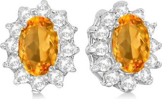 Allurez Oval Citrine & Diamond Accented Earrings 14k in 2.05Ct/white Gold at Nordstrom