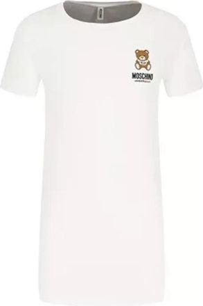 Moschino Teddy Bear T-Shirt Jurk - Dames - Korte kleedjes - Wit - S - Katoen - Kleedjes