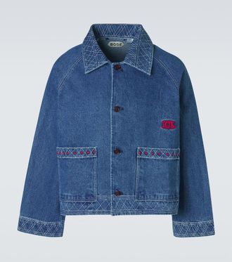 Bode Embroidered wool and cotton denim jacket