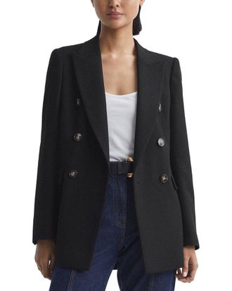 Reiss Lana Double-Breasted Twill Wool-Blend Jacket