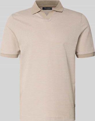 Maerz MAERZ Muenchen Regular Fit Poloshirt aus Baumwolle mit V-Ausschnitt in Beige, Gr&ouml;&szlig;e 48