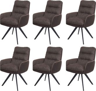 Hhg Nunca Usado] Juego De 6 Sillas De Comedor Hhg 847, Silla De Cocina Silla, Giratoria Auto-posici&oacute;n De Tela Mvg, Marr&oacute;n-marr&oacute;n Oscuro, Con Reposabrazos